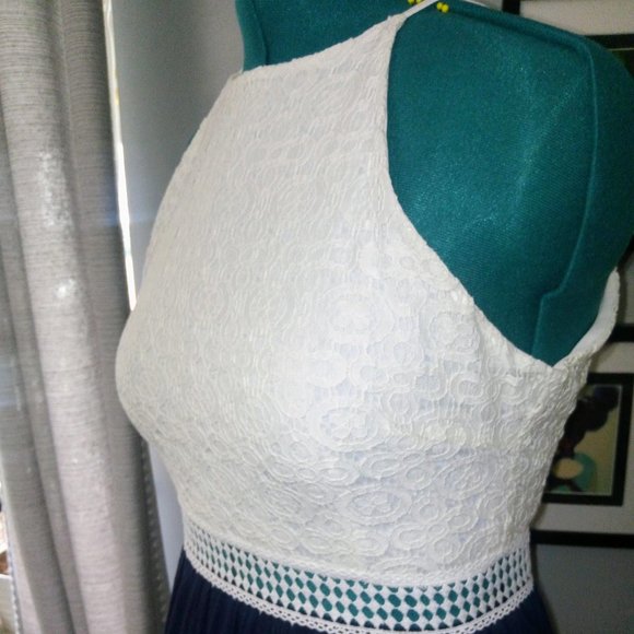 Papaya Two-Toned Textured Maxi Dress Sz L - Picture 3 of 16